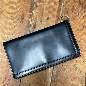 Dior Black Leather Clutch with Gold Ring